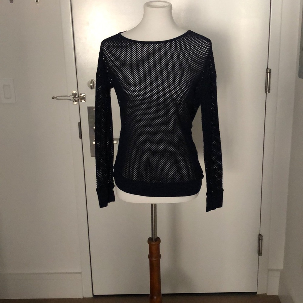 Navy Mesh Sweater